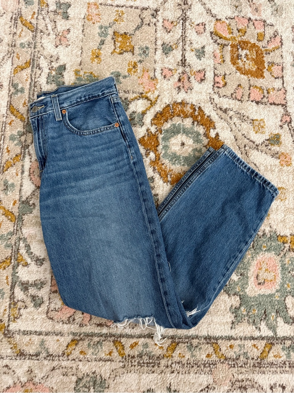Levi's Low Pro Straight Women’s Jeans Size 29 Blue Denim Distressed